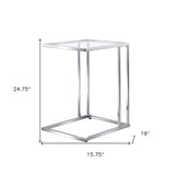 25" Chrome And Clear Glass Square End Table - Homeroots - Flyclothing LLC