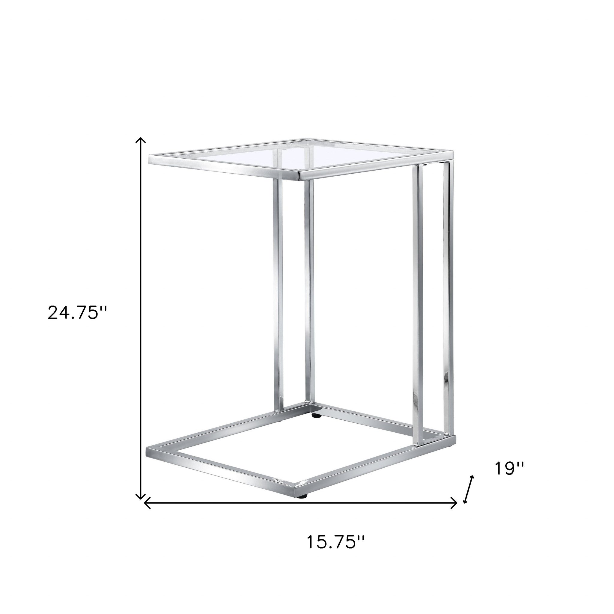 25" Chrome And Clear Glass Square End Table - Homeroots - Flyclothing LLC