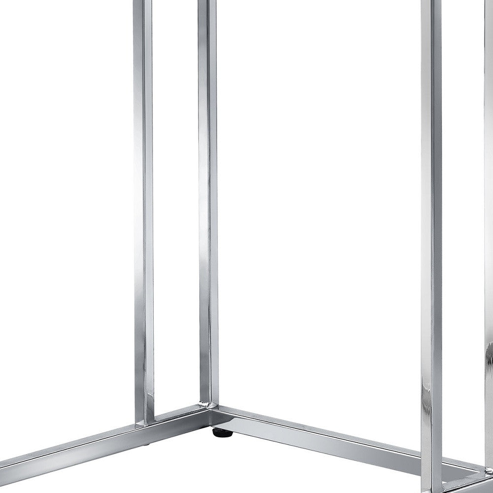 25" Chrome And Clear Glass Square End Table - Homeroots