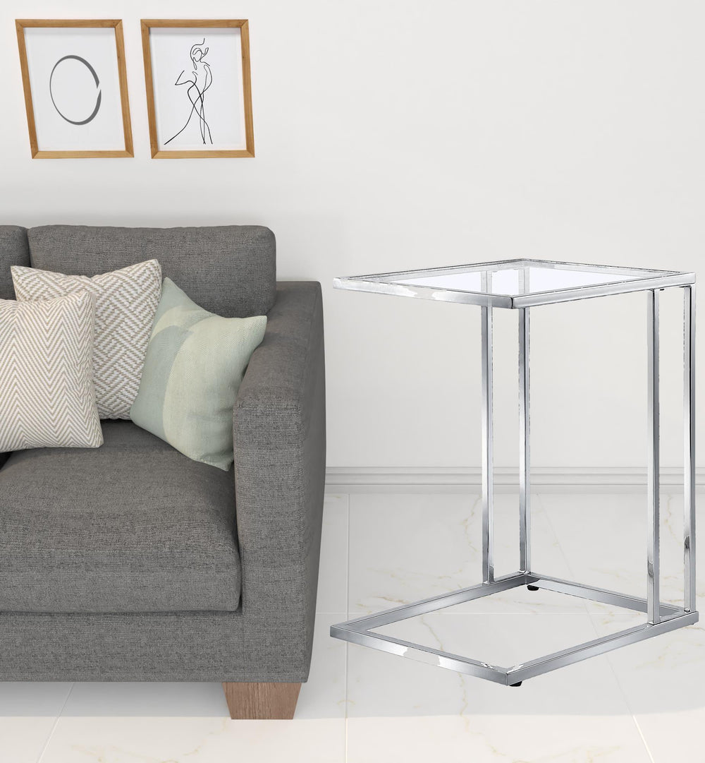 25" Chrome And Clear Glass Square End Table - Homeroots