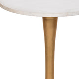 19" Gold And White Marble Round End Table - Homeroots - Flyclothing LLC