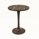 19" Black Marble Round End Table - Homeroots - Flyclothing LLC
