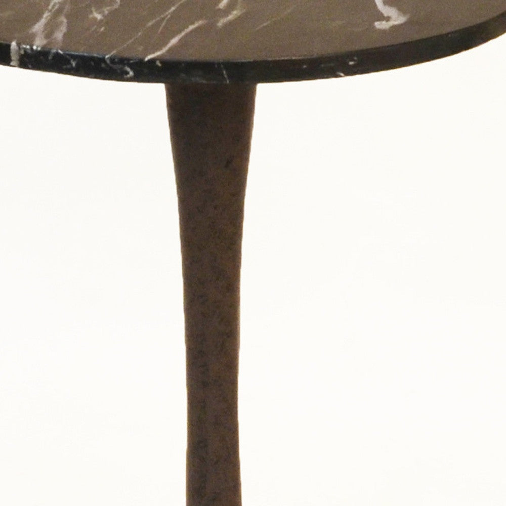 19" Black Marble Round End Table - Homeroots - Flyclothing LLC
