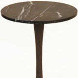 19" Black Marble Round End Table - Homeroots - Flyclothing LLC