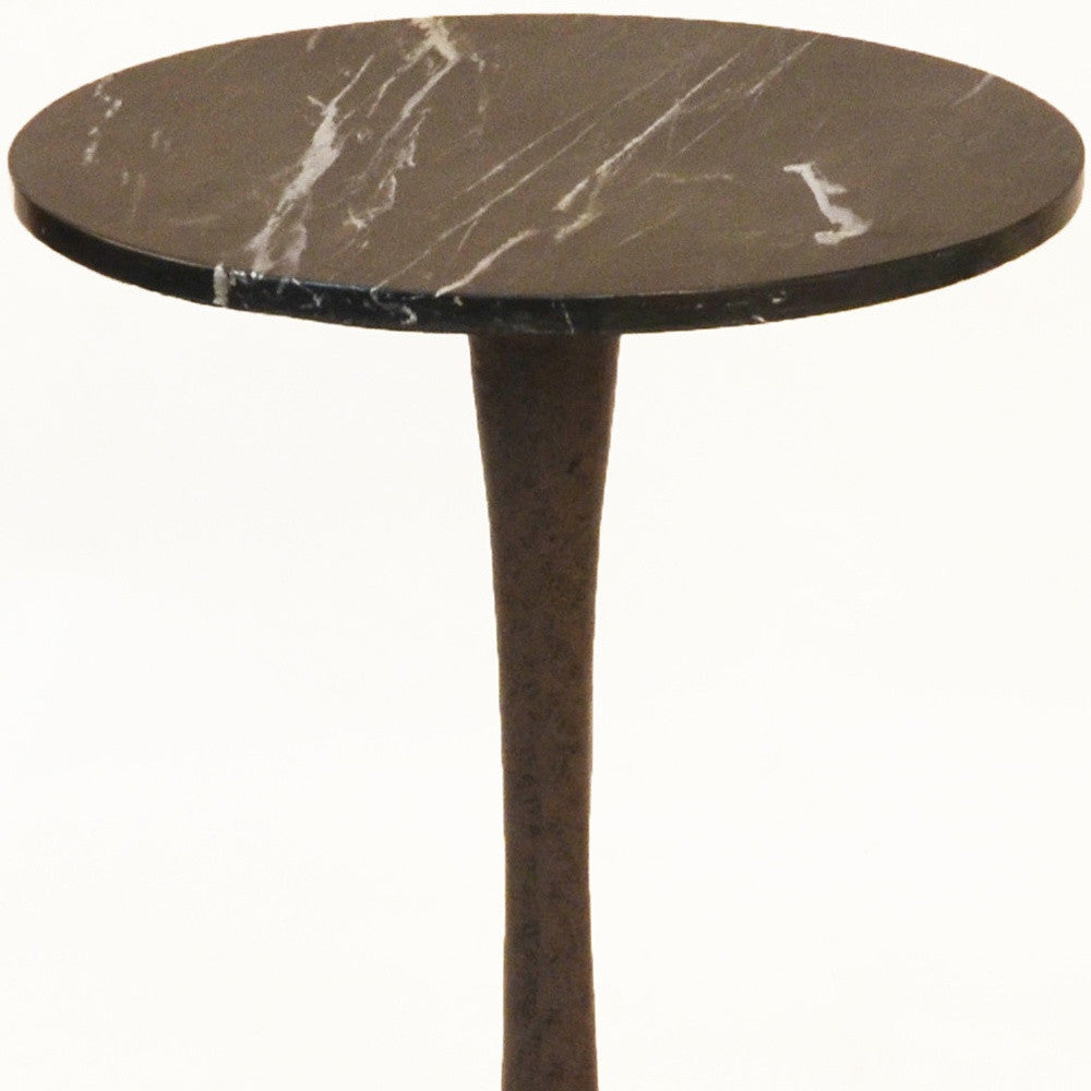 19" Black Marble Round End Table - Homeroots - Flyclothing LLC