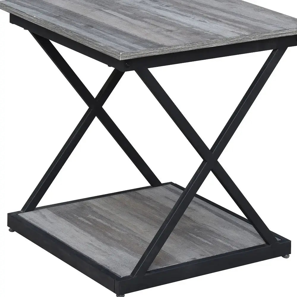 20" Black And Brown Manufactured Wood Square End Table - Homeroots - Flyclothing LLC