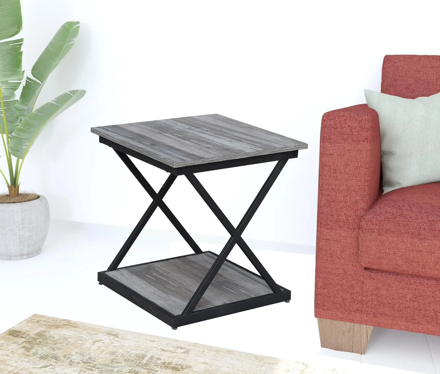 20" Black And Brown Manufactured Wood Square End Table - Homeroots - Flyclothing LLC