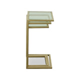24" Gold Glass Rectangular End Table - Homeroots - Flyclothing LLC