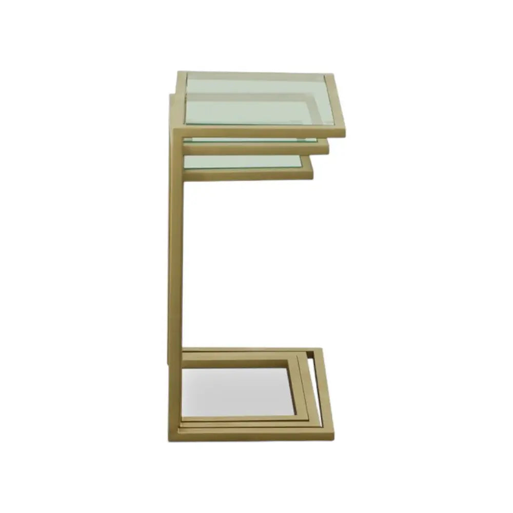 24" Gold Glass Rectangular End Table - Homeroots - Flyclothing LLC