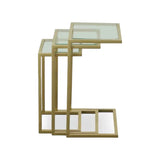 24" Gold Glass Rectangular End Table - Homeroots - Flyclothing LLC
