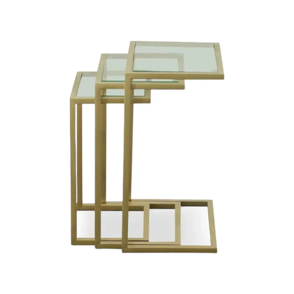 24" Gold Glass Rectangular End Table - Homeroots - Flyclothing LLC