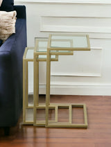 24" Gold Glass Rectangular End Table - Homeroots - Flyclothing LLC