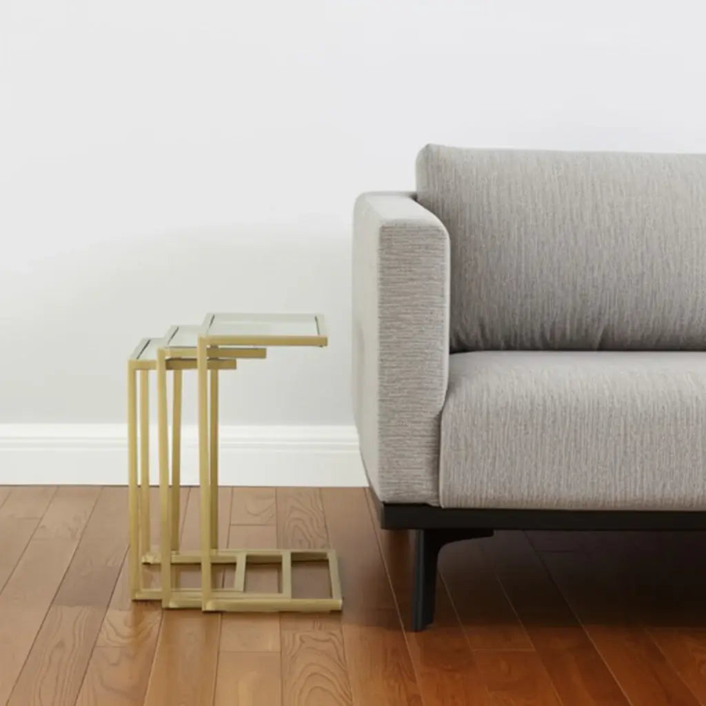 24" Gold Glass Rectangular End Table - Homeroots - Flyclothing LLC