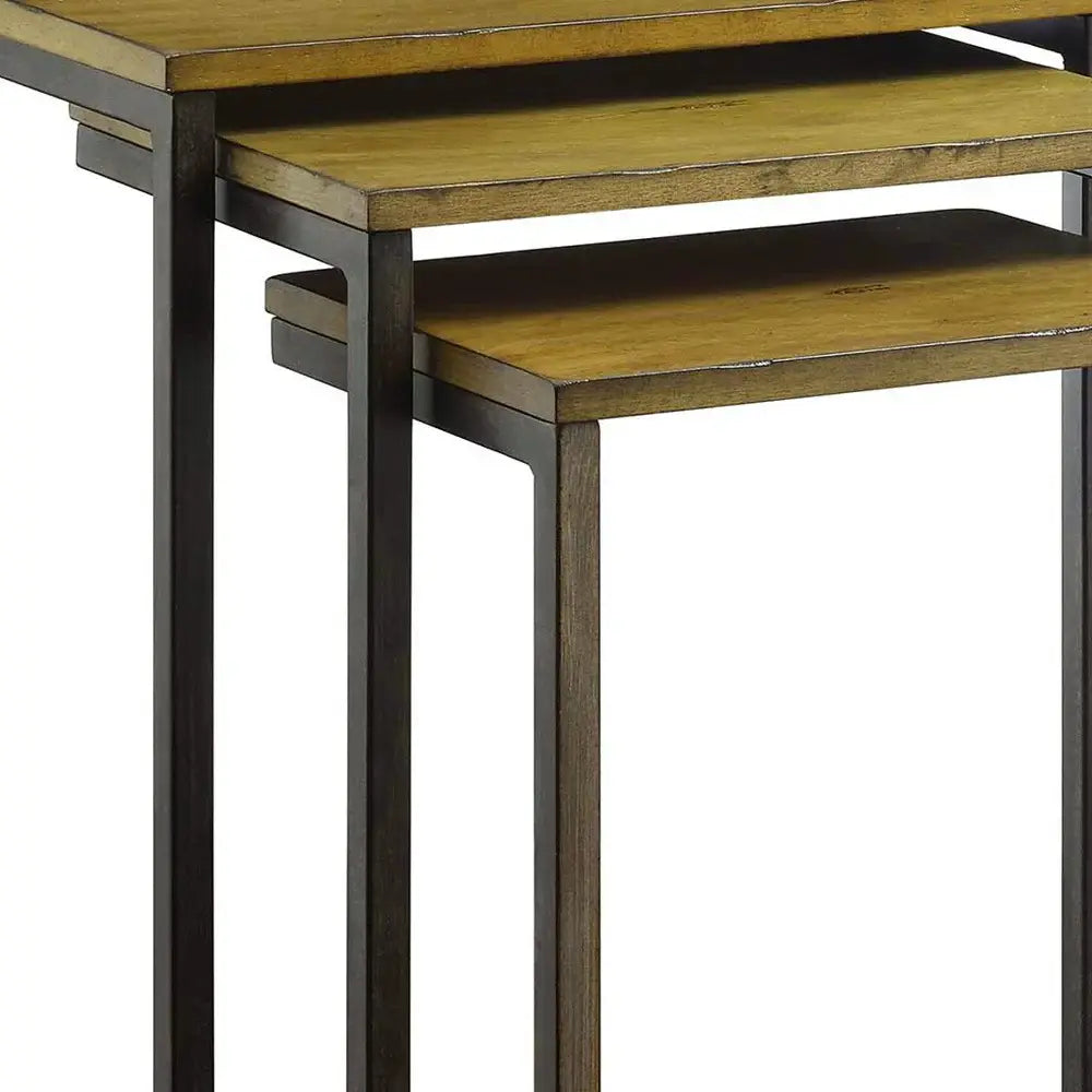 24" Black And Brown Solid Wood Rectangular End Table - Homeroots - Flyclothing LLC