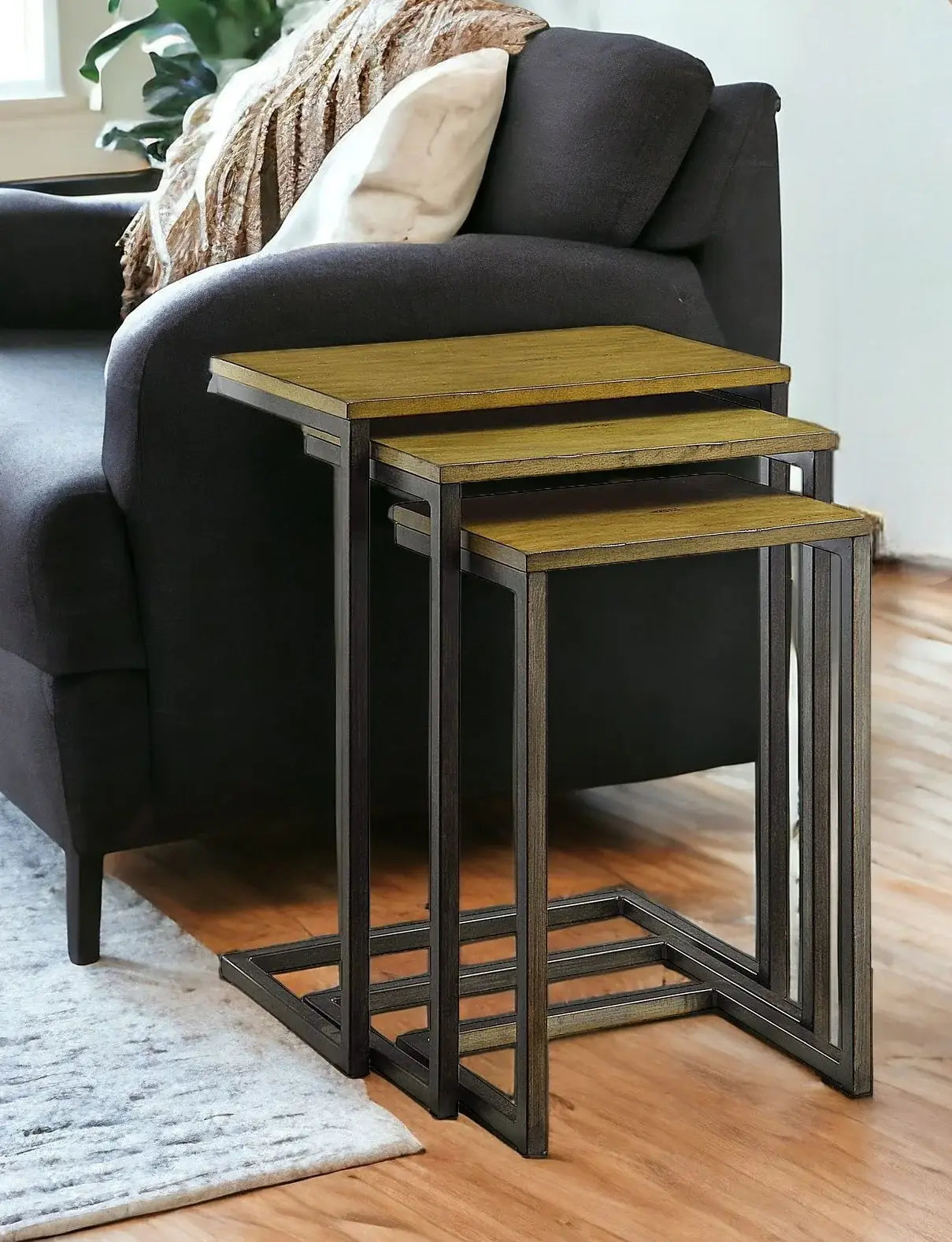24" Black And Brown Solid Wood Rectangular End Table - Homeroots - Flyclothing LLC