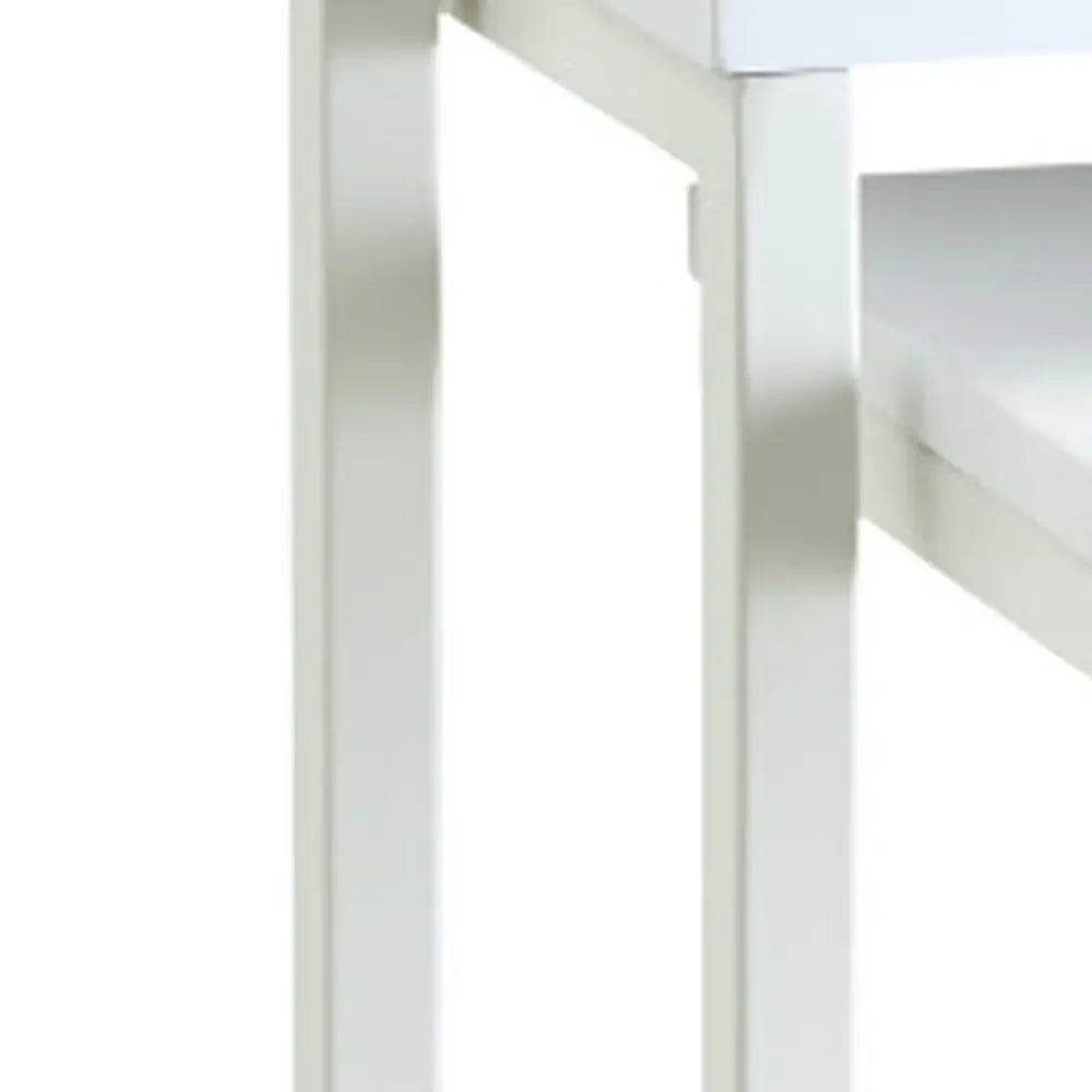 Set of Three 24" White Solid Wood And Steel Nested End Tables - Homeroots - Flyclothing LLC