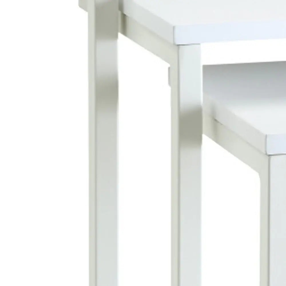 Set of Three 24" White Solid Wood And Steel Nested End Tables - Homeroots - Flyclothing LLC