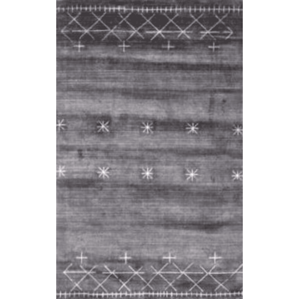 5' X 8' Black Gray and White Abstract Ombre with Stars Hand Loomed Area Rug - Homeroots - Flyclothing LLC