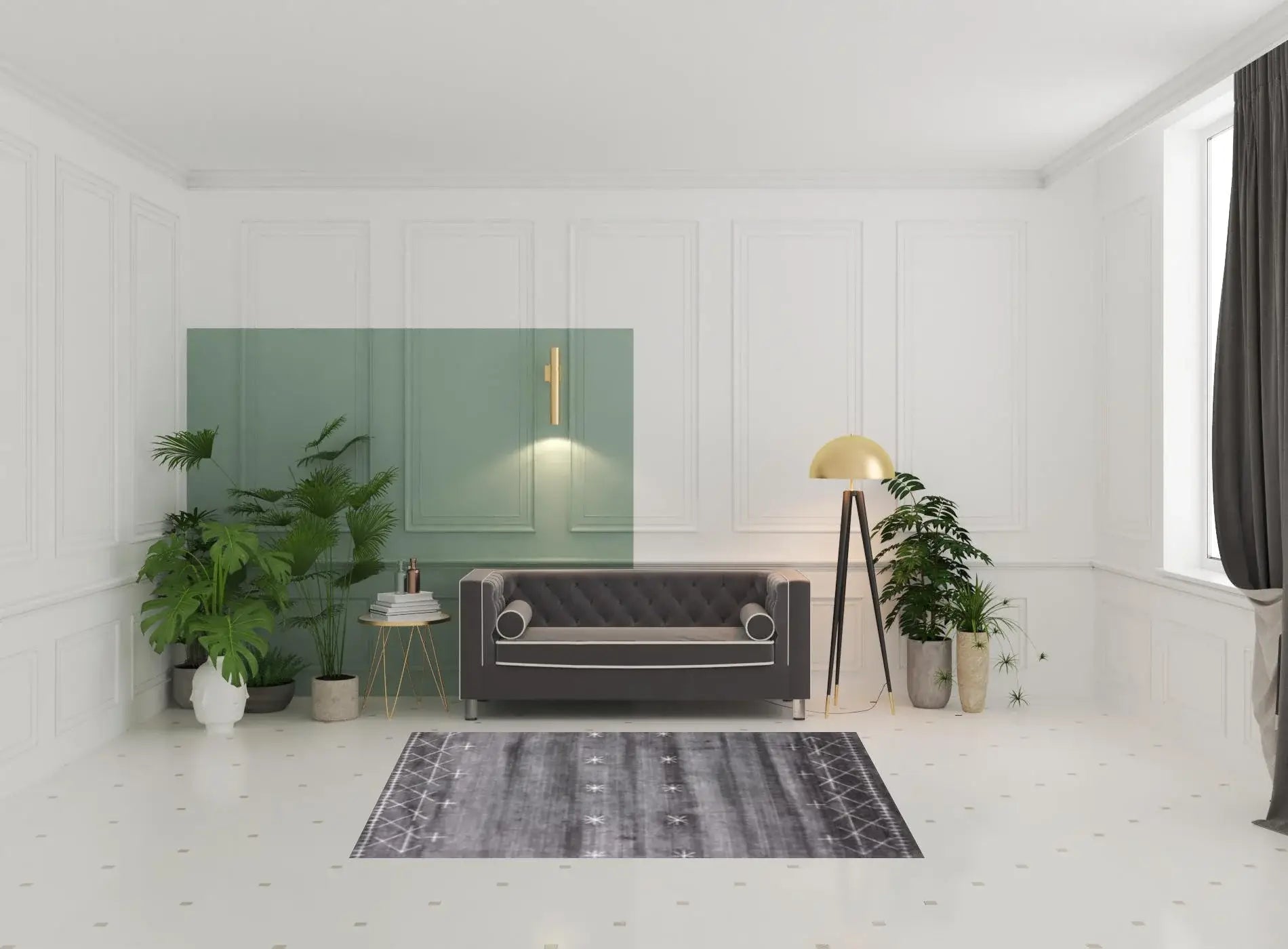 5' X 8' Black Gray and White Abstract Ombre with Stars Hand Loomed Area Rug - Homeroots - Flyclothing LLC