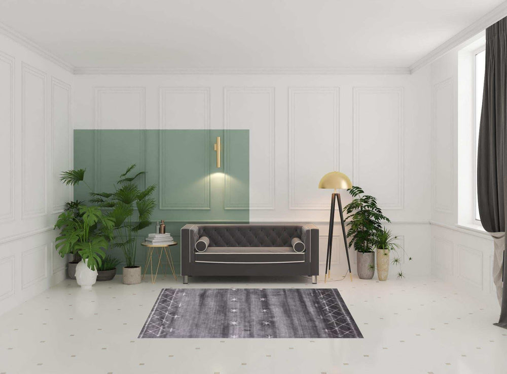 5' X 8' Black Gray and White Abstract Ombre with Stars Hand Loomed Area Rug - Homeroots - Flyclothing LLC