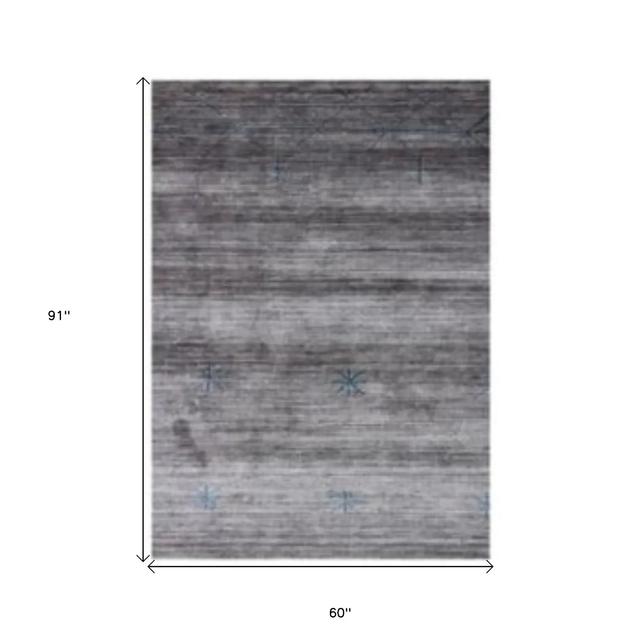 5' X 8' Gray and Teal Abstract Ombre with Stars Hand Loomed Area Rug - Homeroots - Flyclothing LLC
