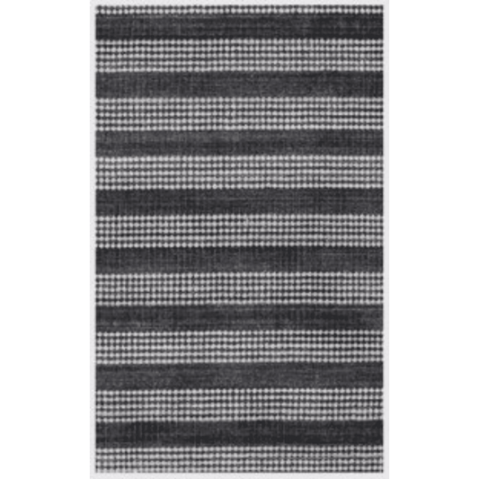 5' X 8' Black And White Striped Hand Loomed Area Rug - Homeroots - Flyclothing LLC