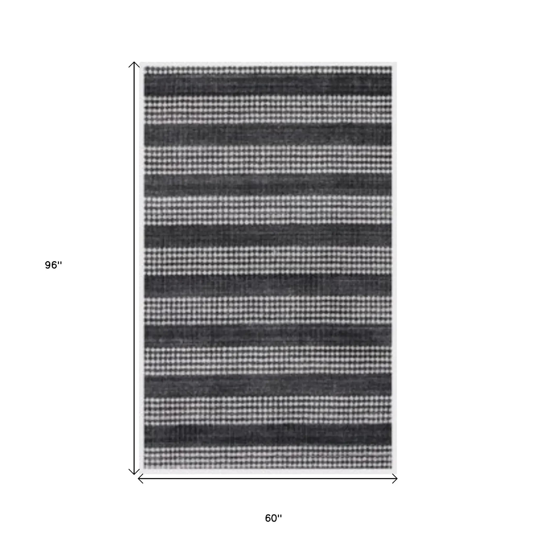 5' X 8' Black And White Striped Hand Loomed Area Rug - Homeroots - Flyclothing LLC