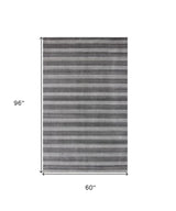 5' X 10' Black And Gray Striped Hand Loomed Area Rug - Homeroots - Flyclothing LLC