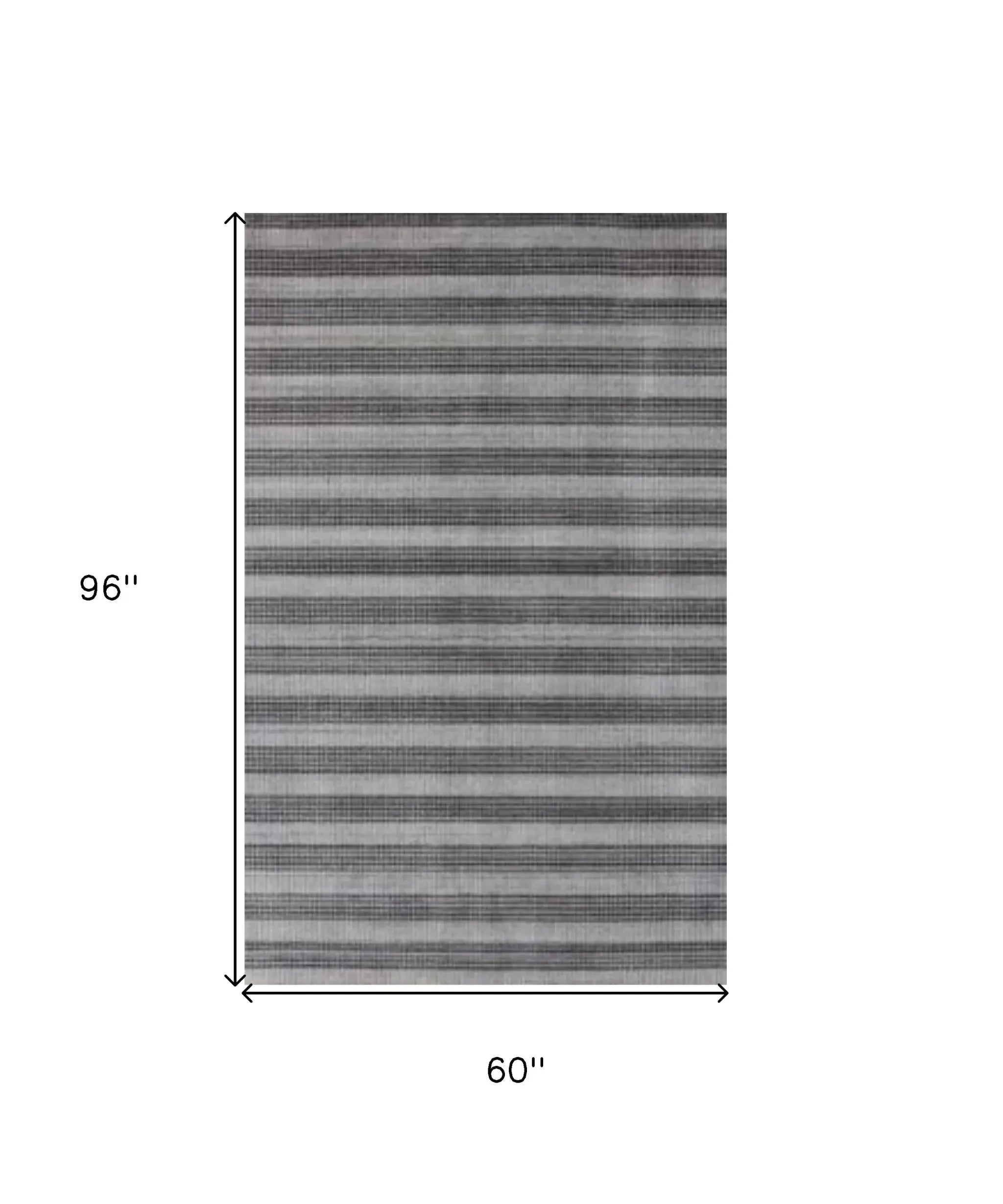 5' X 10' Black And Gray Striped Hand Loomed Area Rug - Homeroots - Flyclothing LLC