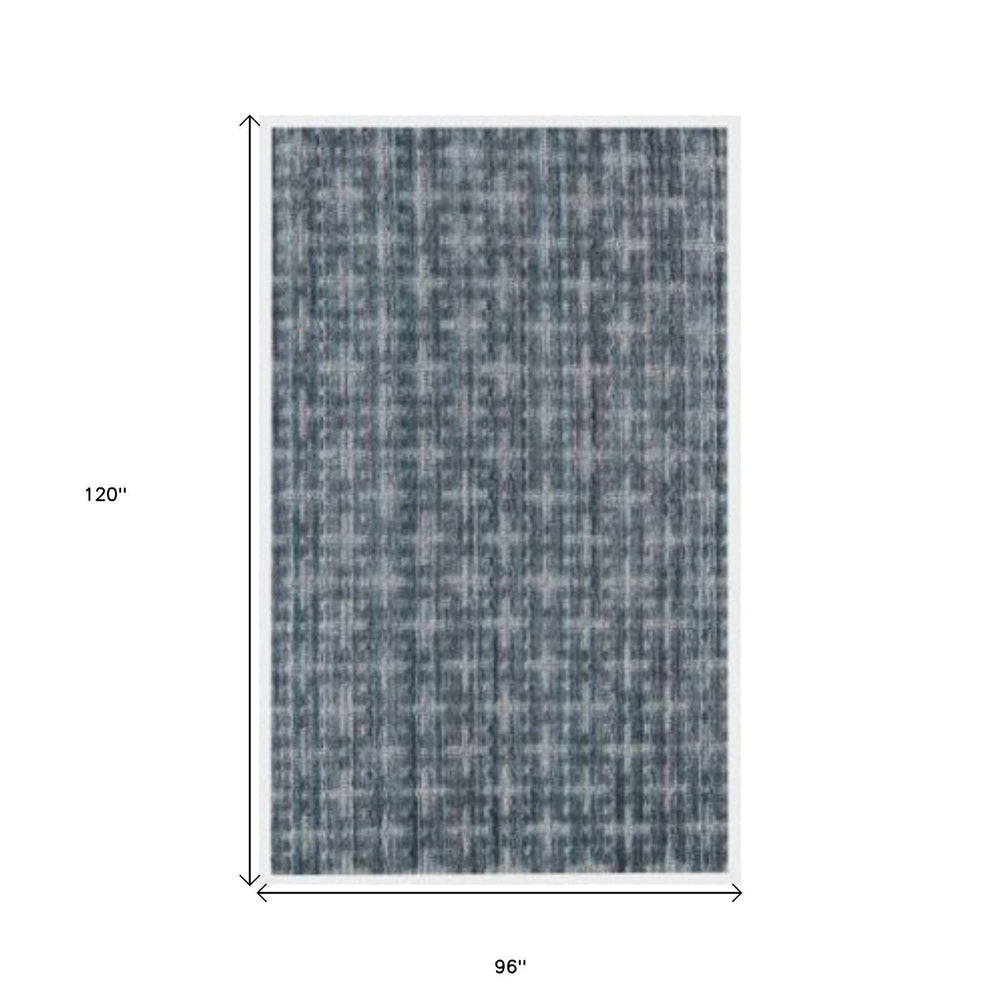 8' X 10' Blue And And Charcoal Hand Loomed Area Rug - Homeroots - Flyclothing LLC