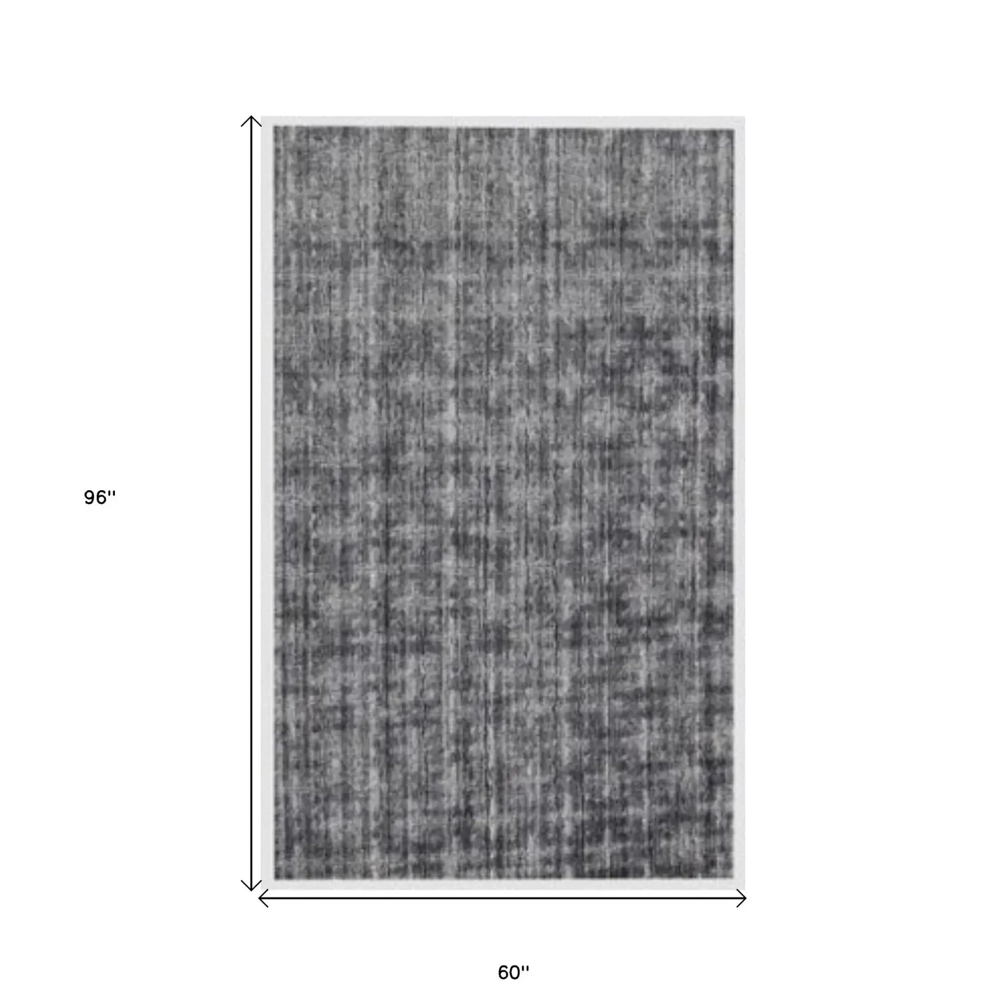 5' X 8' Dark Grey And Silver Plaid Cross Hand Loomed Area Rug - Homeroots - Flyclothing LLC