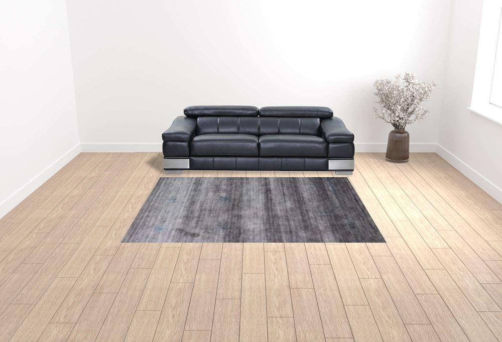 8' X 11' Silver And Blue Ombre Hand Loomed Area Rug - Homeroots - Flyclothing LLC