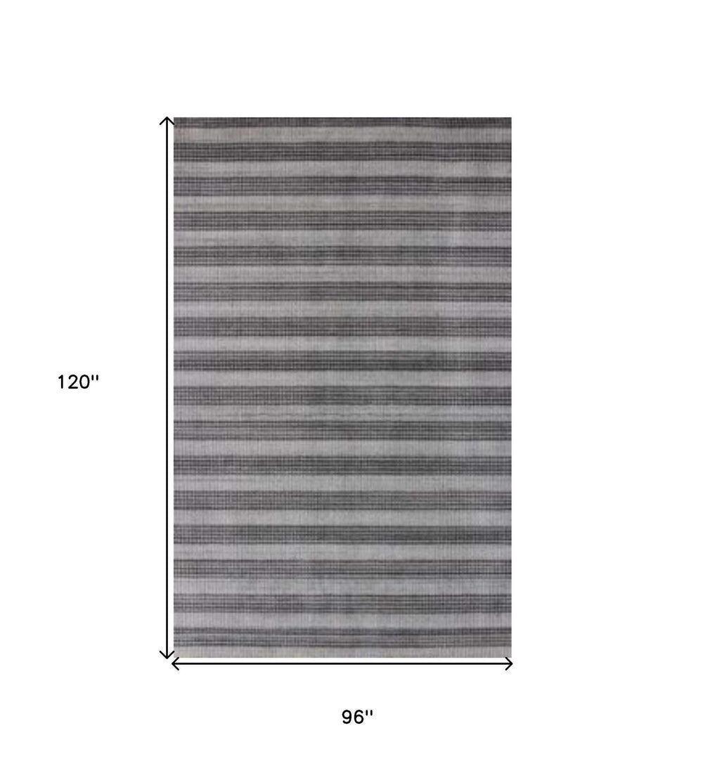 8' X 10' Black And Dark Grey Hand Loomed Area Rug - Homeroots - Flyclothing LLC