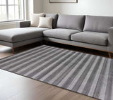 8' X 10' Black And Dark Grey Hand Loomed Area Rug - Homeroots - Flyclothing LLC