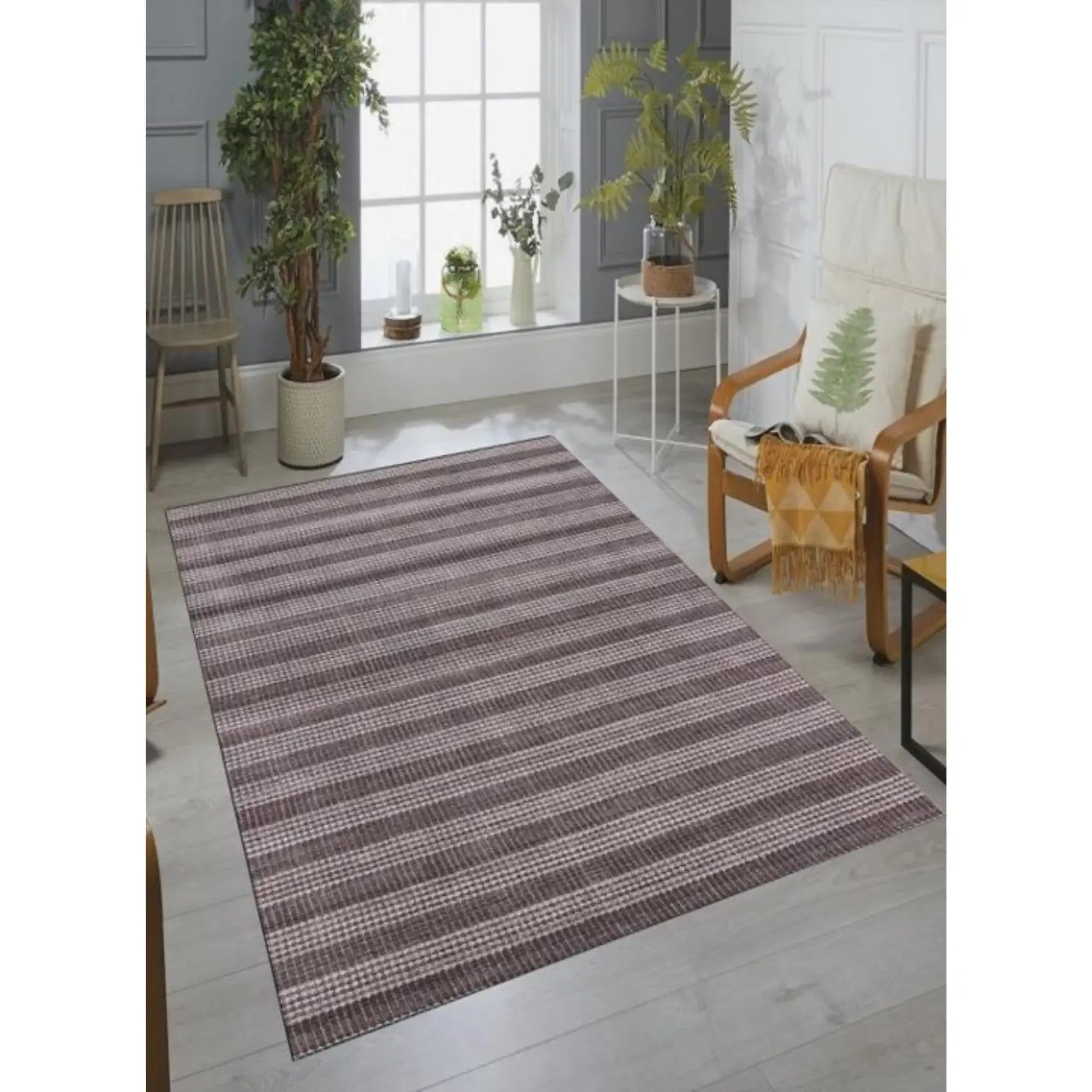 8' X 10' Rust And White Striped Hand Loomed Area Rug - Homeroots - Flyclothing LLC
