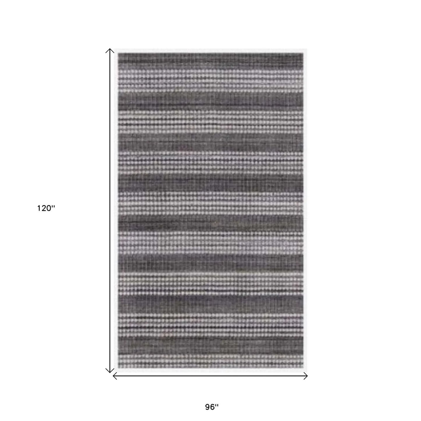 8' X 10' Dark Grey And Whie Hand Loomed Area Rug - Homeroots - Flyclothing LLC