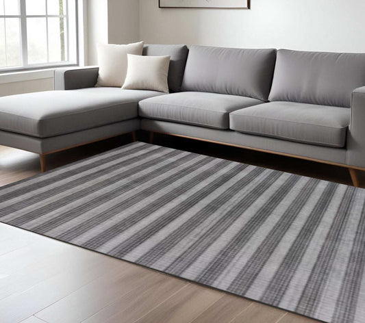 9' X 12' Black And Dark Grey Hand Loomed Area Rug - Homeroots - Flyclothing LLC