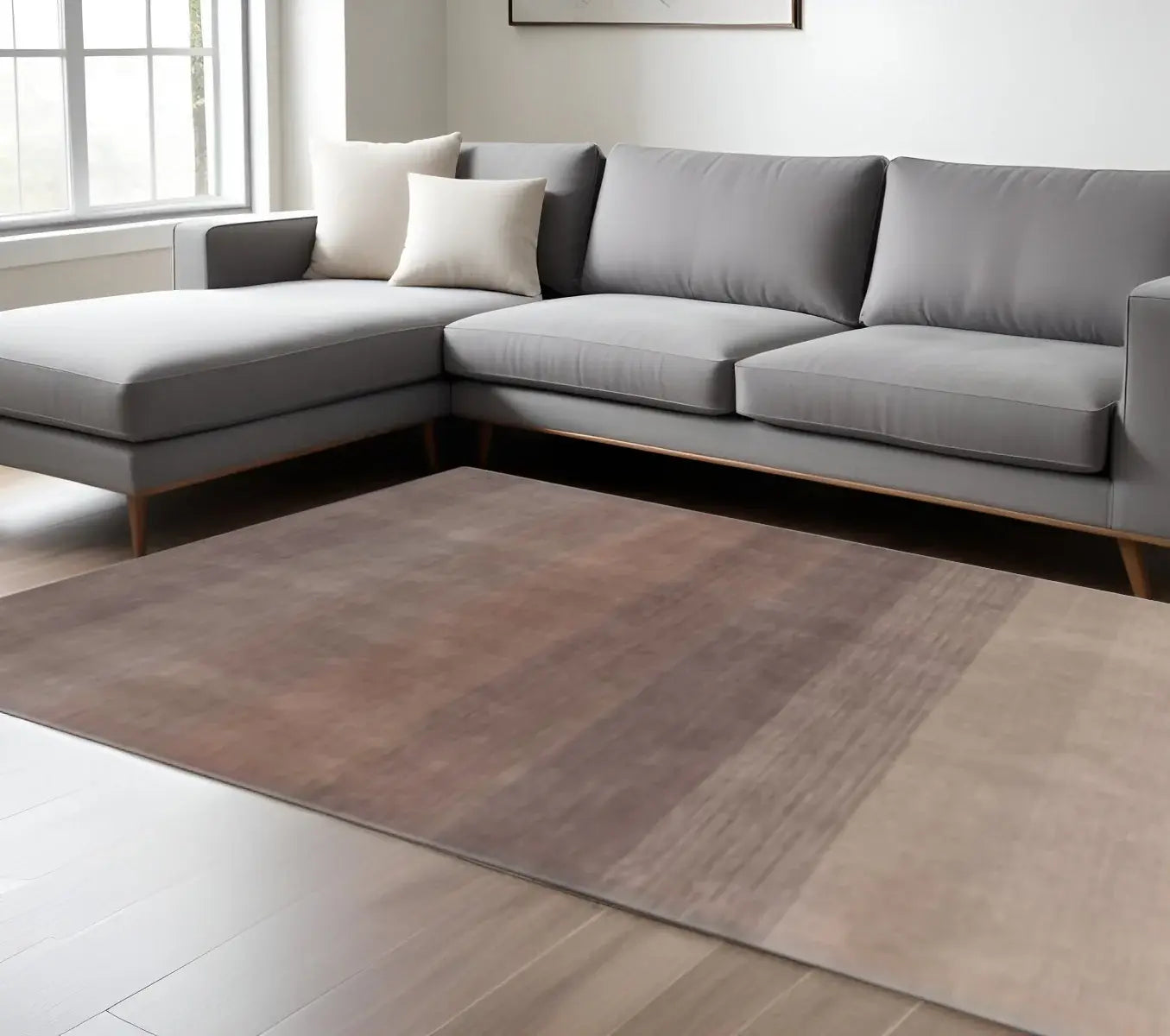 9' X 12' Violet Taupe And Brown Ombre Hand Loomed Area Rug - Homeroots - Flyclothing LLC