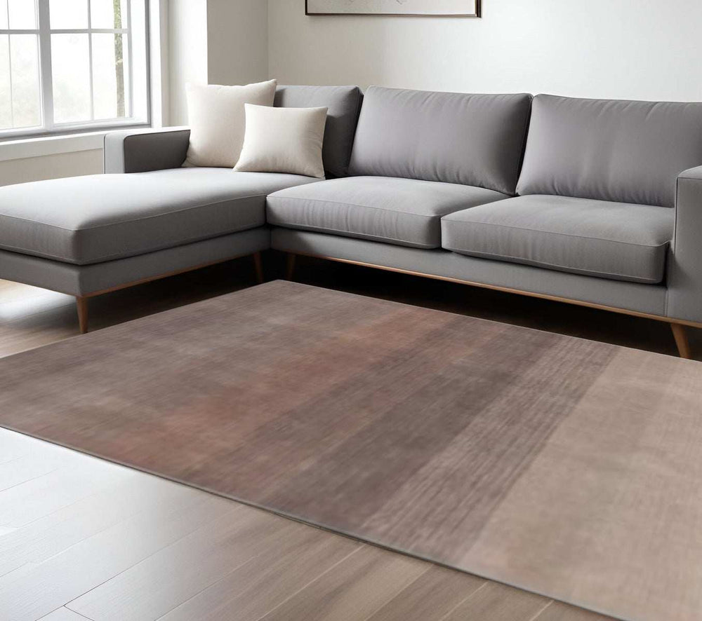 9' X 12' Violet Taupe And Brown Ombre Hand Loomed Area Rug - Homeroots - Flyclothing LLC