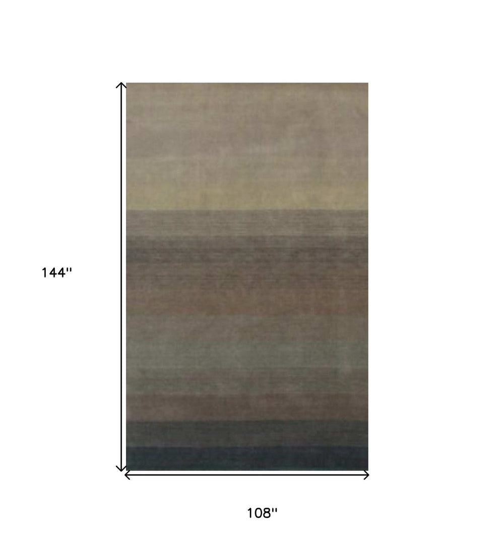 9' X 12' Indigo And Tan Hand Loomed Non Skid Area Rug - Homeroots - Flyclothing LLC