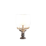 18" Antiqued Bronzed Stag Bust Table Lamp With White Drum Shade - Homeroots - Flyclothing LLC