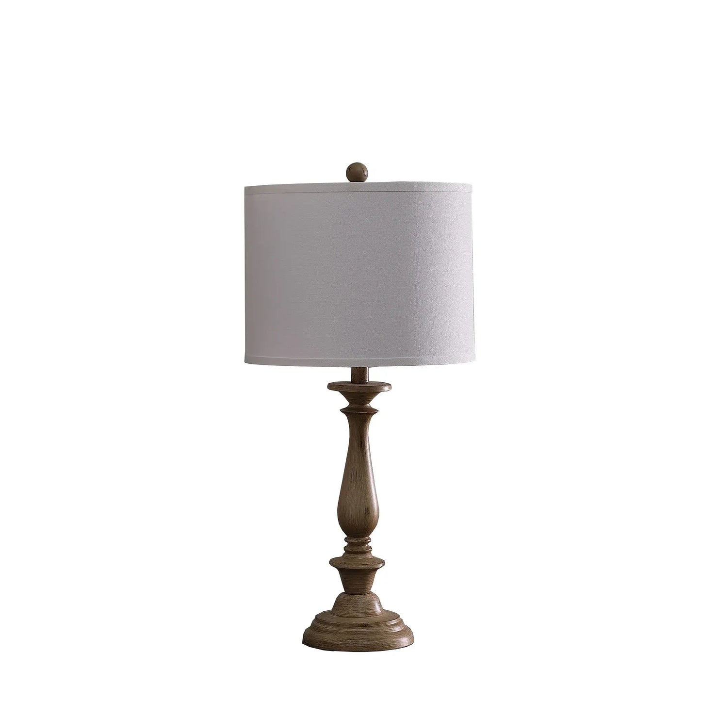 28" Rustic Taupe Cream Candlestick Table Lamp With White Shade - Homeroots - Flyclothing LLC