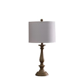 28" Rustic Taupe Cream Candlestick Table Lamp With White Shade - Homeroots - Flyclothing LLC