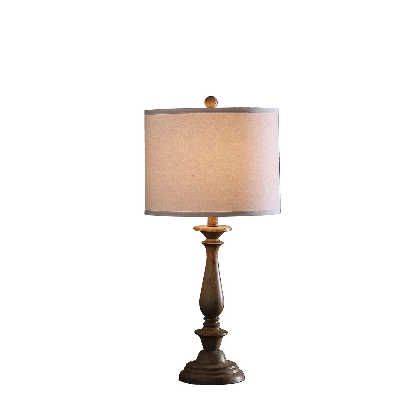 28" Rustic Taupe Cream Candlestick Table Lamp With White Shade - Homeroots - Flyclothing LLC