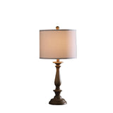 28" Rustic Taupe Cream Candlestick Table Lamp With White Shade - Homeroots - Flyclothing LLC