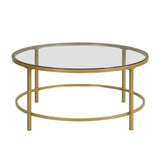 36" Gold And Clear Glass Round Coffee Table - Homeroots - Flyclothing LLC