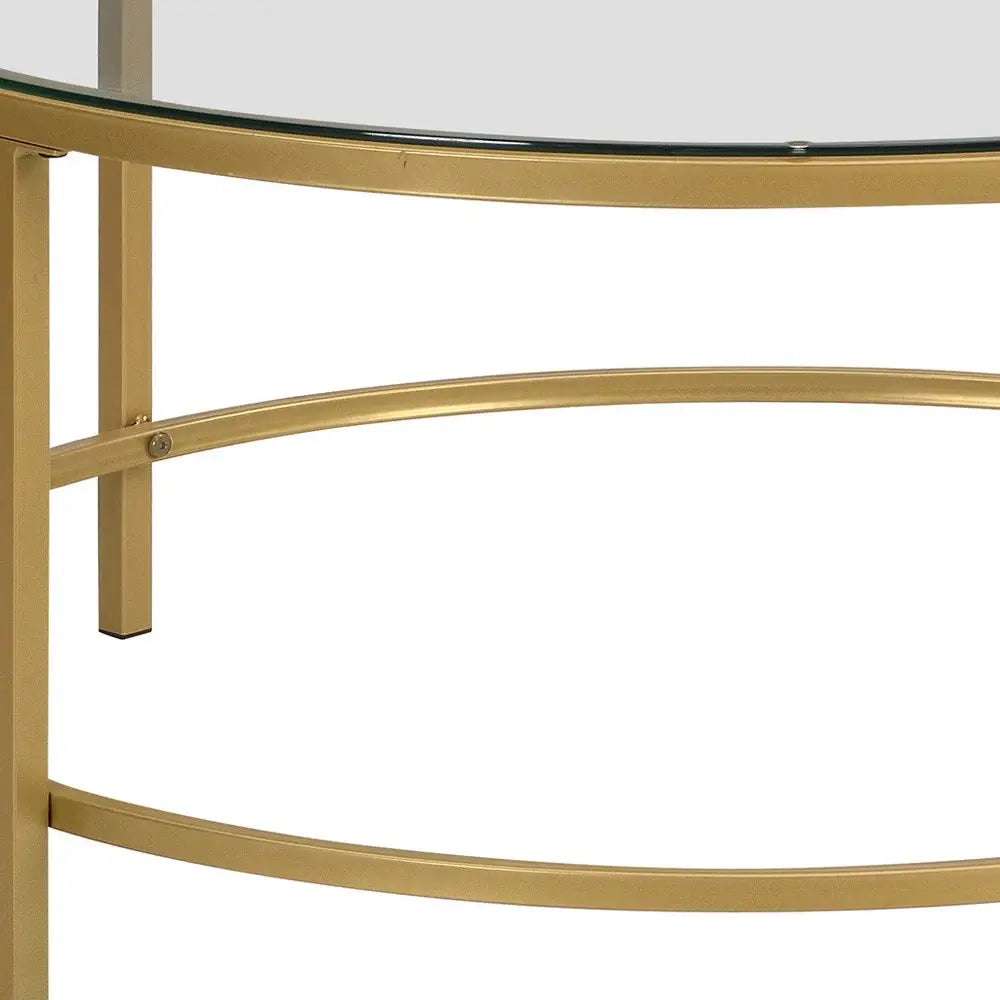 36" Gold And Clear Glass Round Coffee Table - Homeroots - Flyclothing LLC