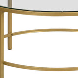 36" Gold And Clear Glass Round Coffee Table - Homeroots - Flyclothing LLC