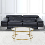 36" Gold And Clear Glass Round Coffee Table - Homeroots - Flyclothing LLC