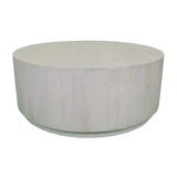 42" Rustic White Solid Wood Round Distressed Coffee Table - Homeroots - Flyclothing LLC